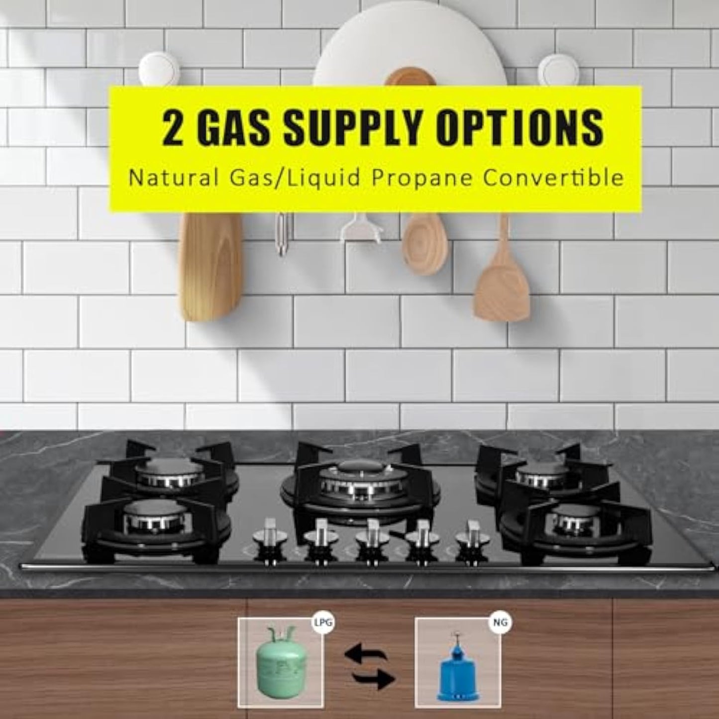 Anafe Con Alimentación A Gas Color Negro5 Hornallas Falatale