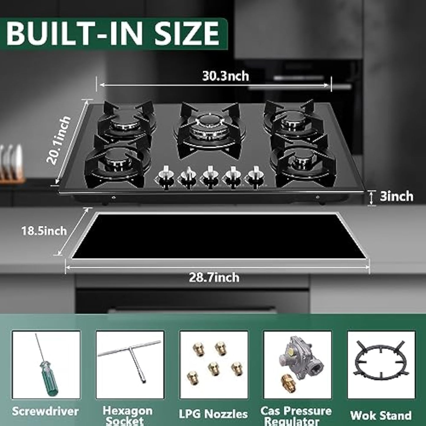 Anafe Con Alimentación A Gas Color Negro5 Hornallas Falatale