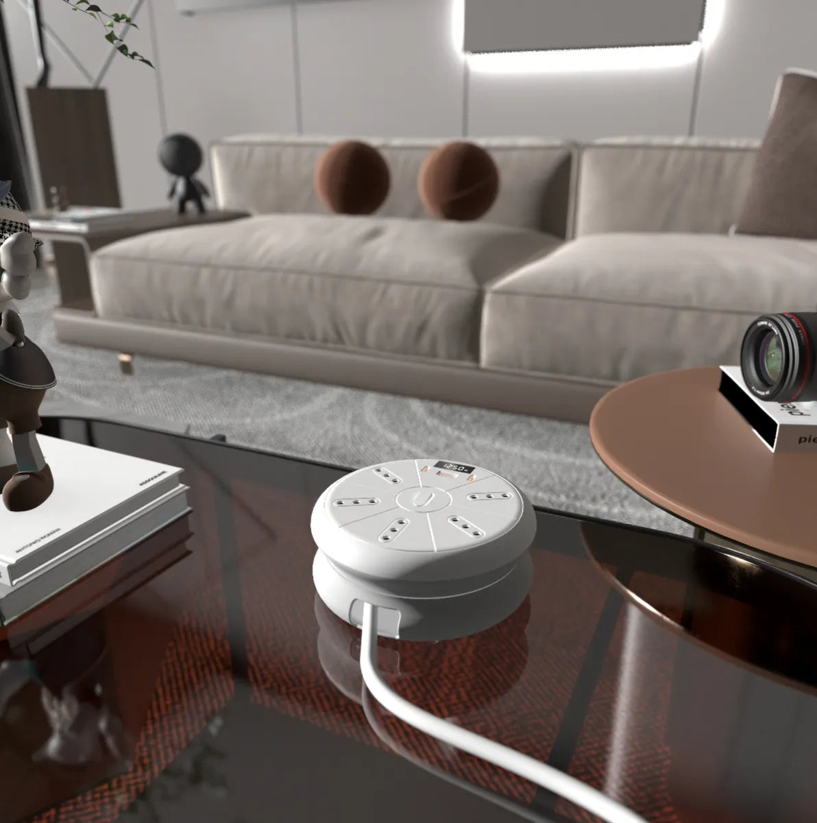 Base con Organizador + Pantalla de Consumo | 3m, 5 Enchufes, 3 USB (2×20W) | ¡Incluye 2 Cables Rápidos!