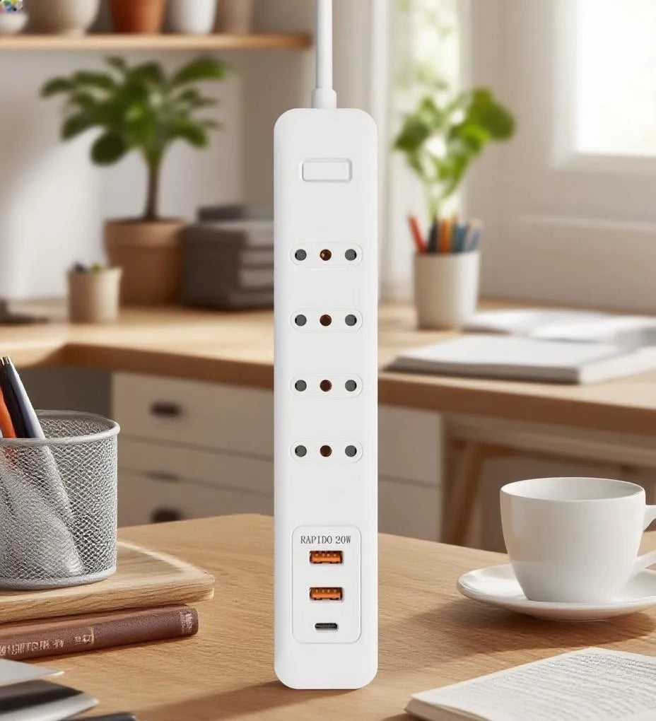 Alargador 4 Enchufes +rápida 20w ,1type C+2usb Protección