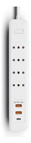 Alargador 4 Enchufes +rápida 20w ,1type C+2usb Protección