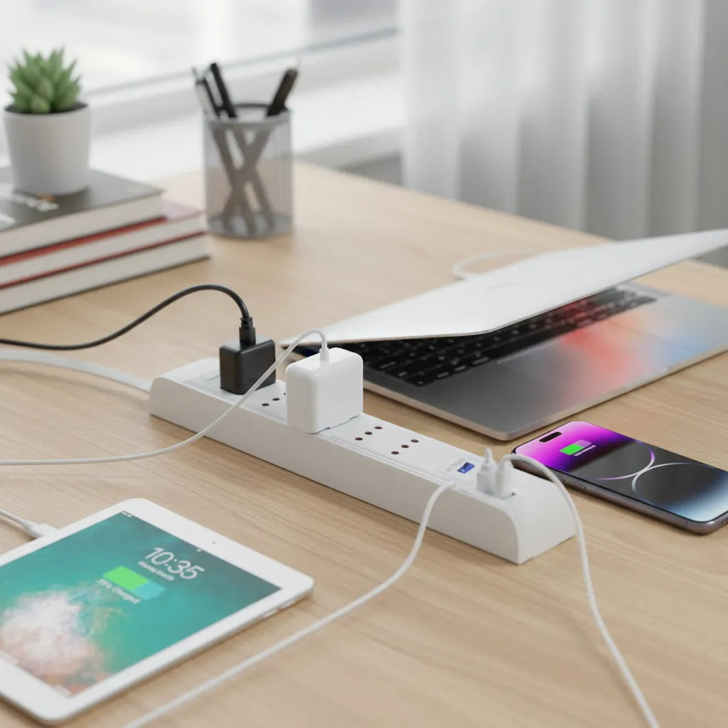 Alargador 4 Enchufes +rápida 20w ,2type C+1usb Protección