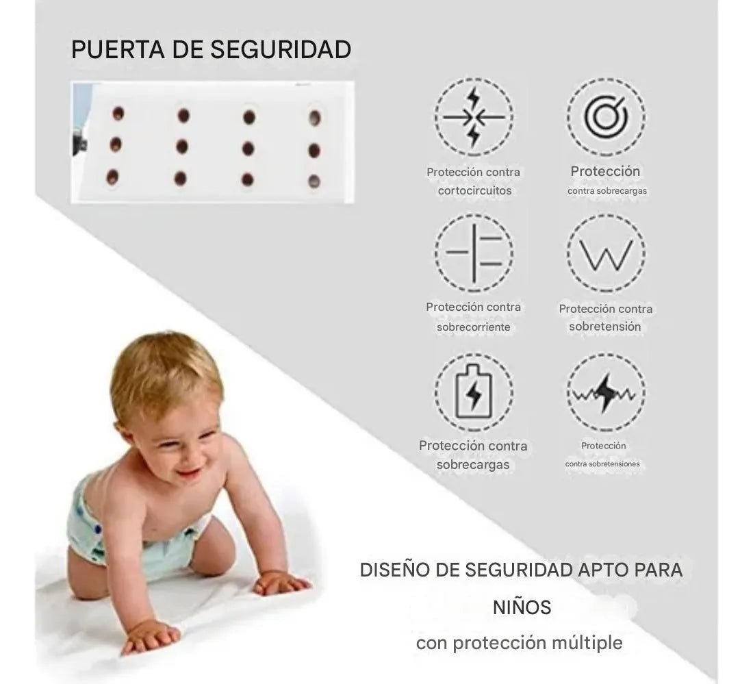 Alargador 4 Enchufes +rápida 20w ,1type C+2usb Protección