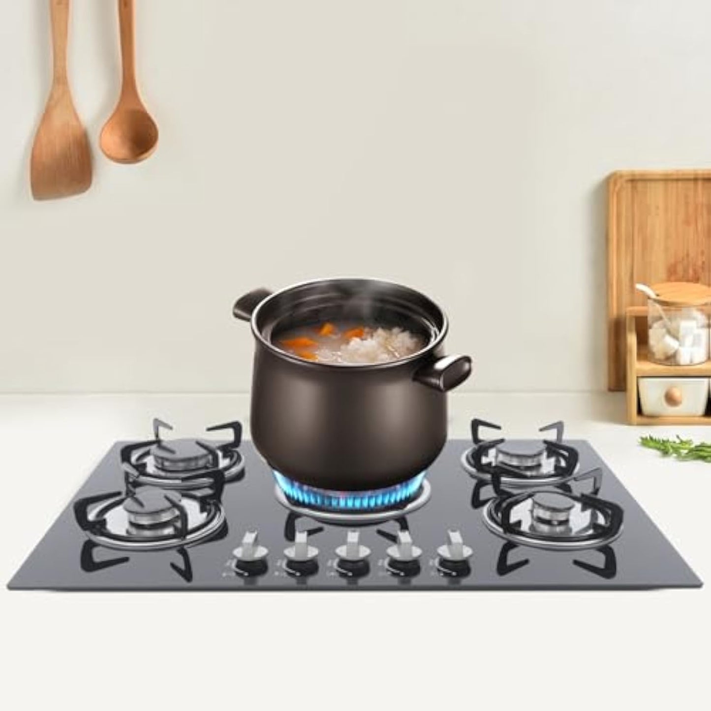 Anafe Con Alimentación A Gas Color Negro5 Hornallas Falatale